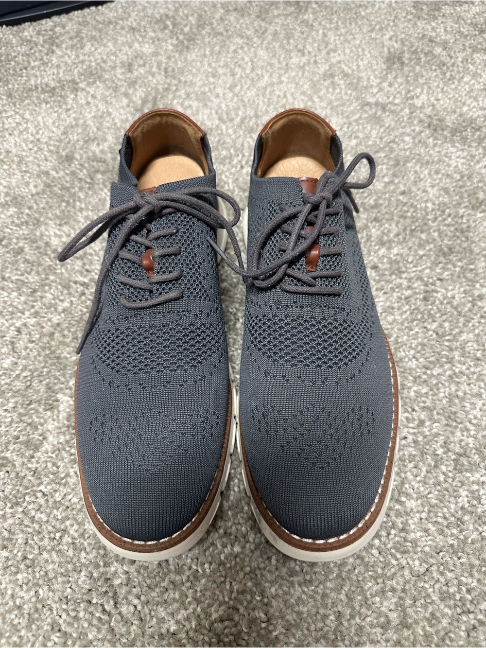 Nautica Charcoal Knit Lace-Up Oxfords with Brown Trim